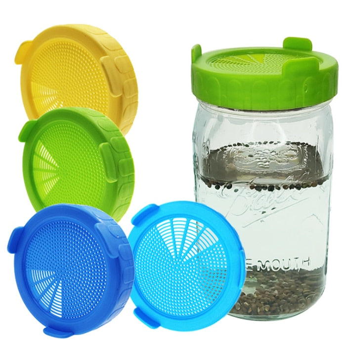 Wide Mouth Plastic Mason Jar Sprouting Lid Food Grade Mesh Sprout Cover Dropshipping Seed Crop Germination for Mason Jar plant